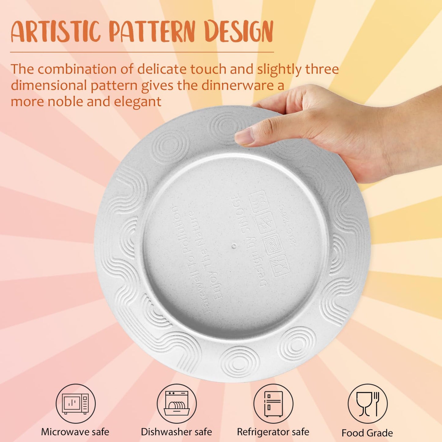 Wheat Straw Dinnerware Set 40-Piece Service for 8 Unbreakable Dishes Set Plates and Bowls Sets Drinking Glasses Microwave Safe Dish Set Lightweight Dinnerware Set for Home & Kitchen - Yellow