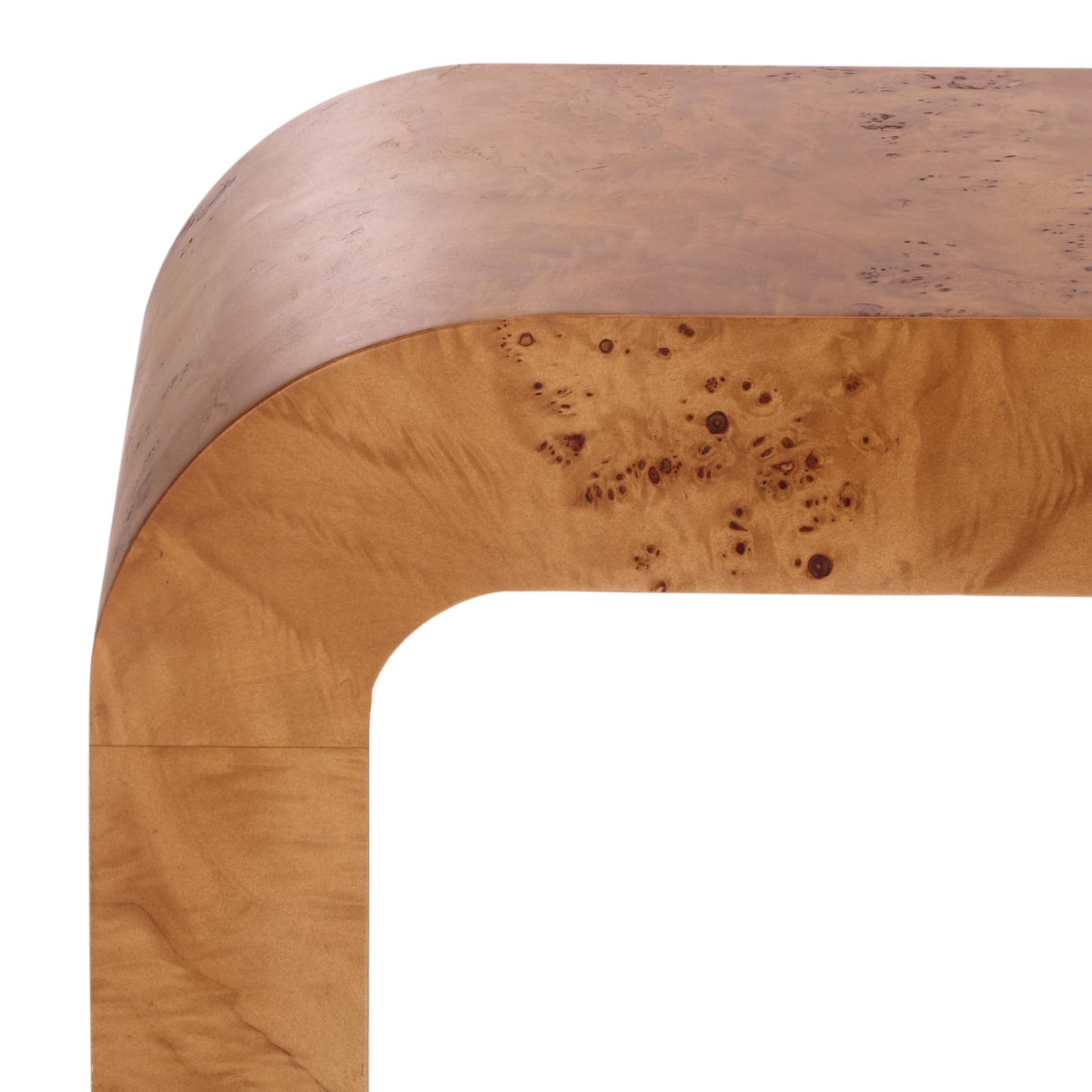 SAFAVIEH Couture Collection - Tessly Walnut Burl Veneer Console Table, Curved Waterfall Design, Fully Assembled (SFV5550A)