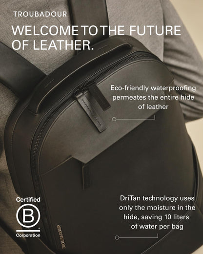 Troubadour Apex Leather Backpack - Innovative Waterproof Leather Laptop Backpack Fits Up to 16" - Ergonomic Design for Ultimate Comfort and Function - 5-Year Guarantee