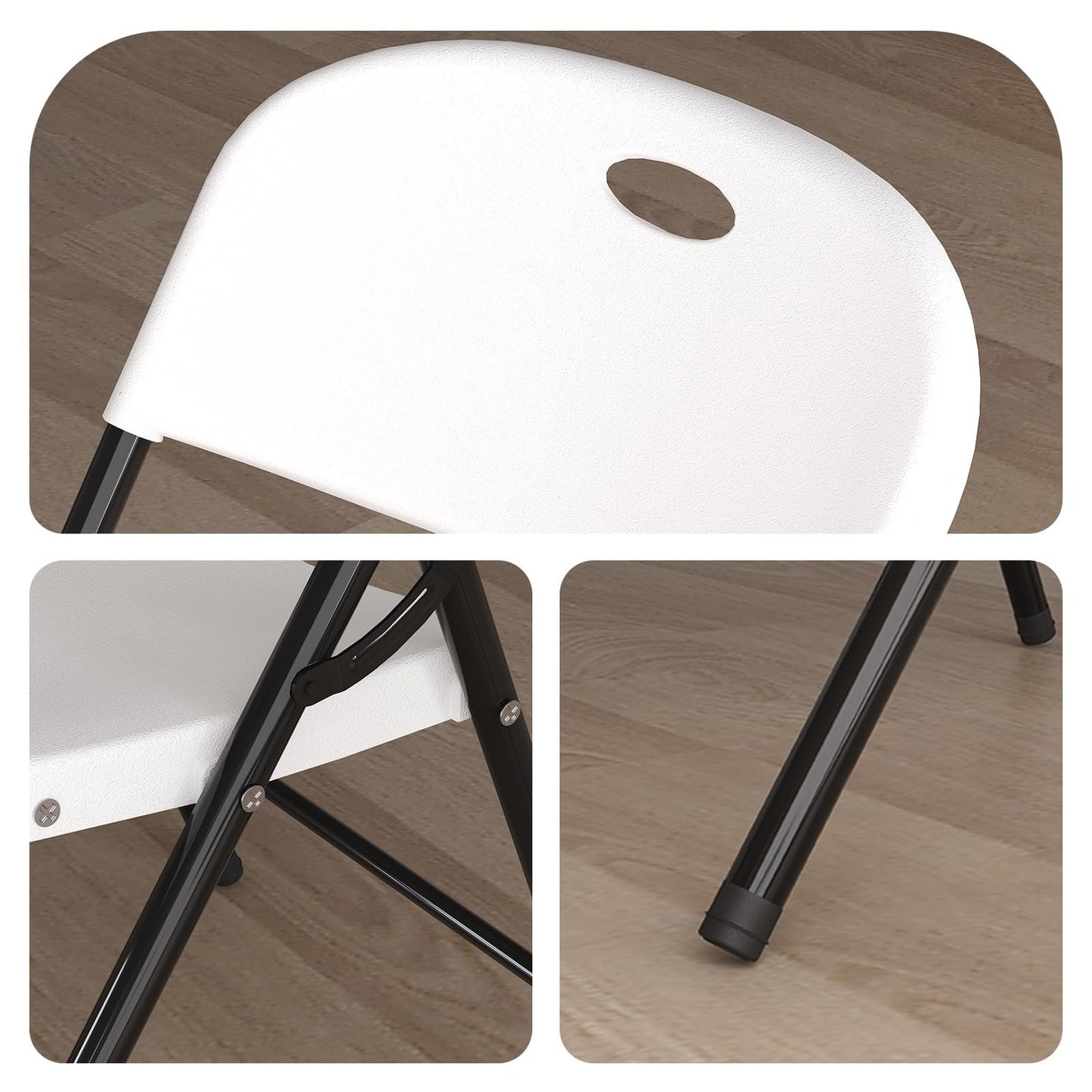 Nazhura 350 Weight Limit Heavy Duty Plastic Folding Chair with Reinfoced Steel Frame for Indoor and Outdoor, Wedding, Party, Restaurant, Meeting Room, Patio and Garden (10, White)