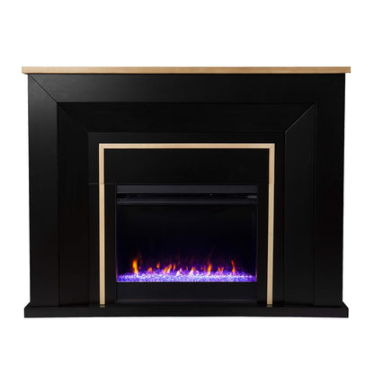 SEI Furniture Cardington Color Changing Fireplace, Black/Natural