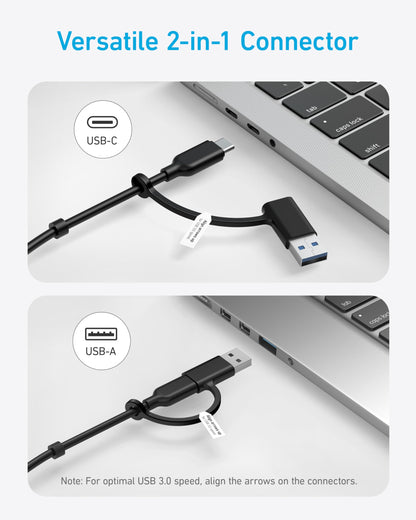 Anker USB C Hub, 8-in-1 5Gbps Data Hub, USB Splitter with 3 USBA and 4 USBC Ports, 100W PD-in, 2-in-1 USB-Connector, for Laptop, MacBook, iPad and More (45W Adapter Included)