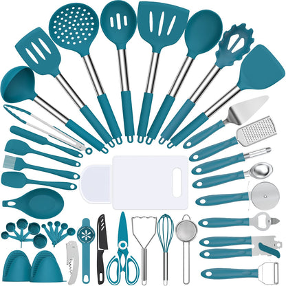 Silicone Kitchen Utensils Set, Umite Chef 43 pcs Cooking Utensils for Nonstick Cookware, Kitchen Tools-Silicone Utensil for Cooking Kitchen Set for Home Kitchen Accessories Set