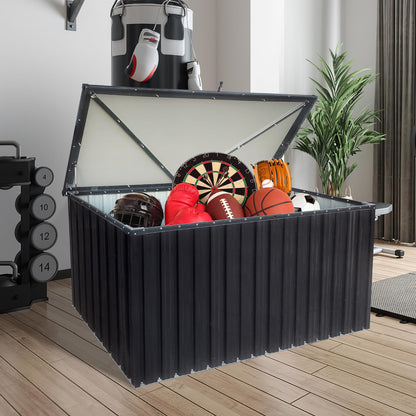 BouPower 215 Gallon Outdoor Storage Box,Waterproof Lockable Mental Deck Box for Patio Furniture Cushions Garden Tools