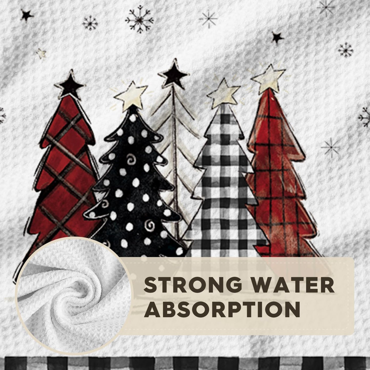 12x24 Inch Set 4 Artoid Mode Black Xmas Tree Snowman Merry Christmas Bar Kitchen Towels, Quick Dry Microfiber Cloth