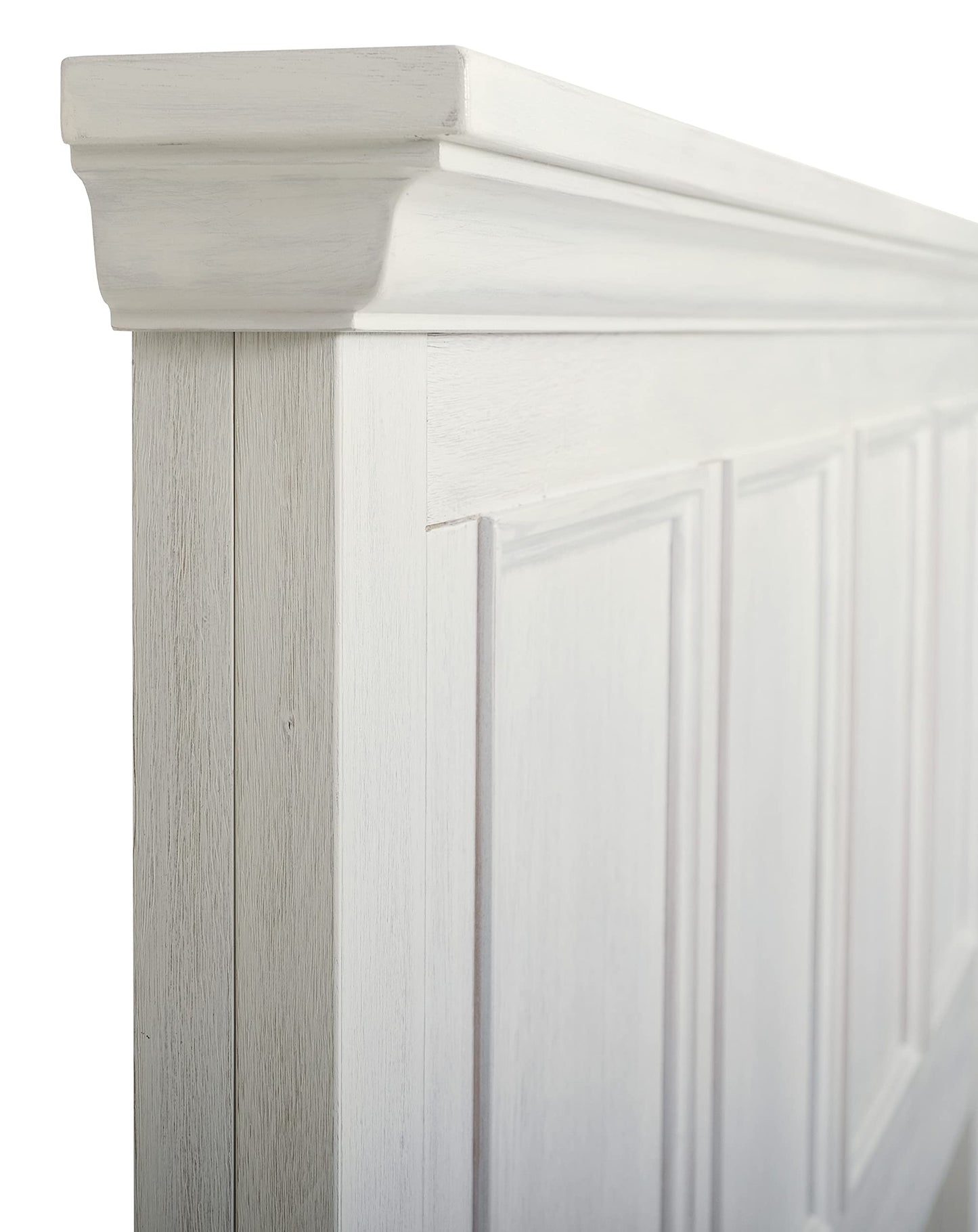 OSP Home Furnishings Farmhouse Basics King Headboard Only, Rustic White Finish