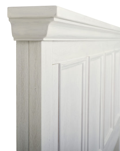 OSP Home Furnishings Farmhouse Basics King Headboard Only, Rustic White Finish