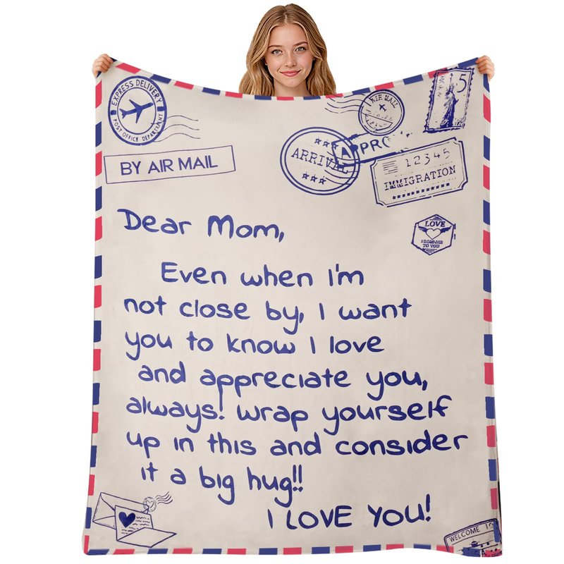 60 x 50 Inches Flannel Blanket for Mom Ultra-Soft Cozy Throw with Heartfelt Message Mother’s Day Birthday from Daughter or Son, Warm Decorative Sofa Blanket