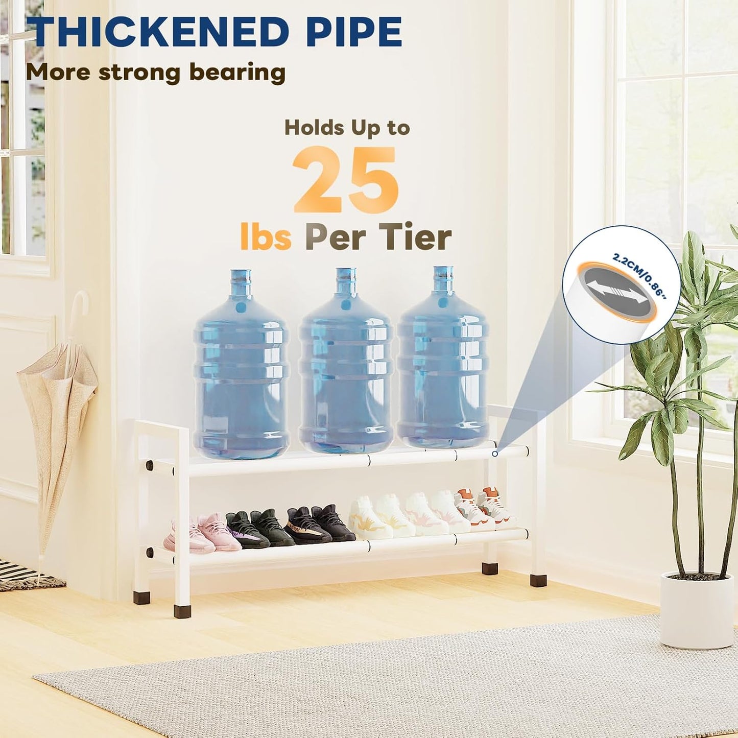 2-Tier 19"-43.3" Closet,Hall Mavivegue Expandable Shoe Rack, Adjustable Shoe Rack for Entryway,Front Door,Garage