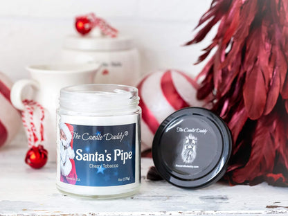 Santa's Pipe Funny Holiday Candle, Cherry Tobacco Scented, Hand Poured in USA, 6oz