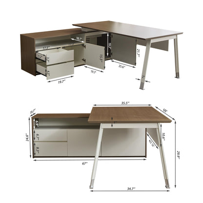 Okeysen 69" Executive Desk and File Storage Cabinet