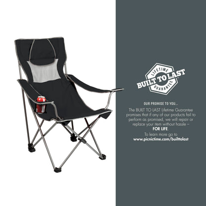 Picnic TIME NCAA USC Trojans Campsite Camping Chair, Picnic Chair, Outdoor Folding Chair with Carry Bag, Beach Chair, (Black with Gray Accents)