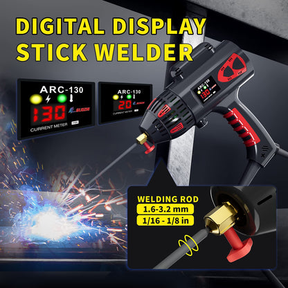 GZ GUOZHI Welding Machine Handheld, 110V 130Amp Portable ARC Welder Hand Held Welder Machine, Digital Display IGBT Inverter with Welding Tool Set and Toolbox