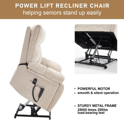 RHHVVR Oversized Power Lift Recliner Chair for Adults, Large Electric Lift Recliners with Massage Heating, Medium-Firm Electric Lay Flat Reclining Chair Sofa for Living Room, Leather Brown
