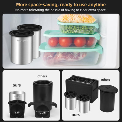 Clear Ice Cube Maker - 2.5" Ball - Stainless Steel Clear Ice Maker - Compact Design - for Whiskey, Cocktails, Bourbon - 2 PACK with Ice Tong & Ice Box