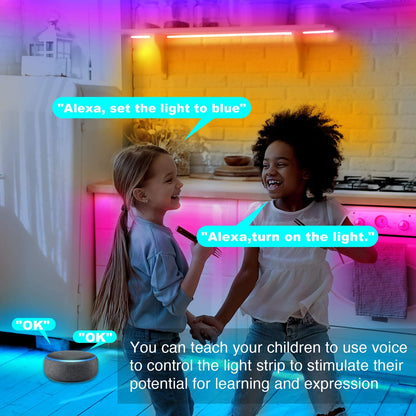 dalattin Smart WiFi Led Lights 130ft, Work with Alexa Google Assistant, APP Voice Remote Control Led Strip Lights RGB Color Changing Music Sync Led Lights for Bedroom Valentine (2 Rolls of 65.6ft)
