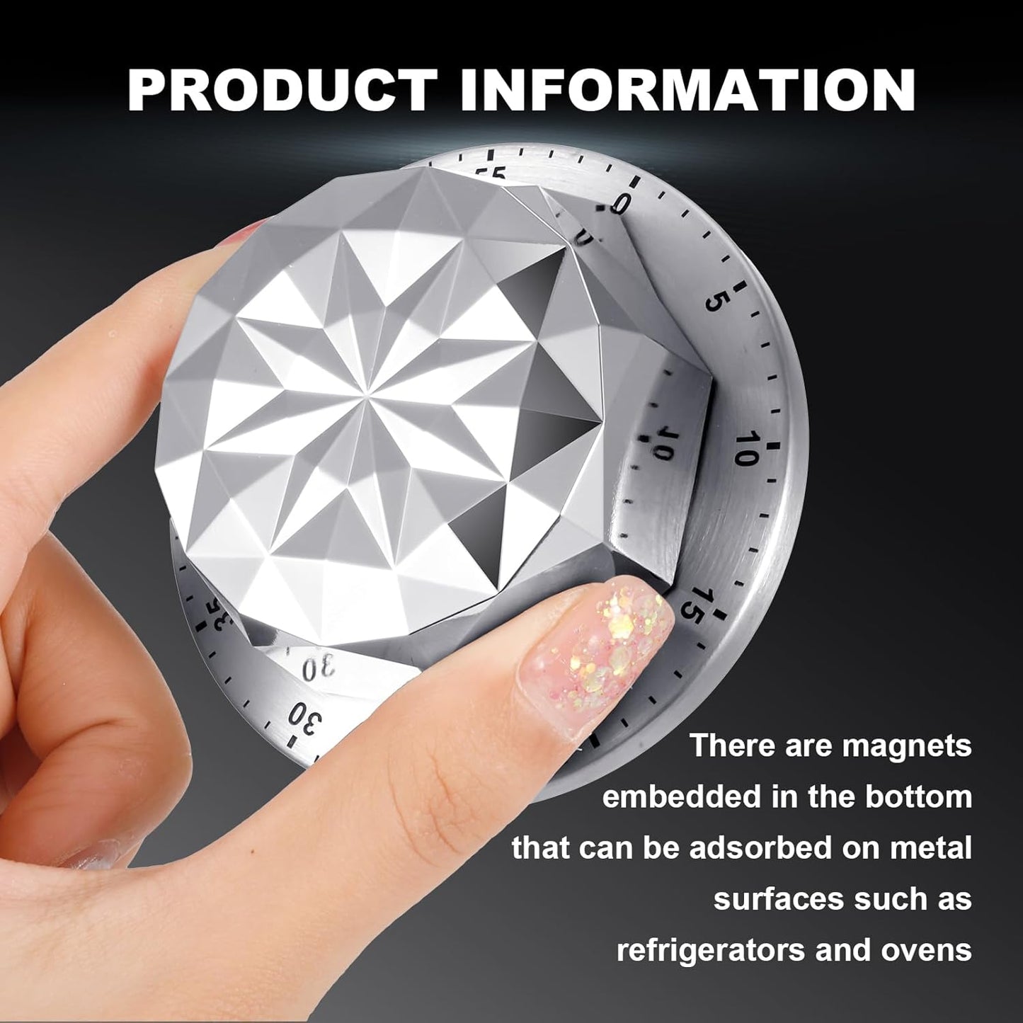 Mechanical Kitchen Timer, Stainless Steel Magnetic Timer with Loud Alarm for Cooking, 60 Minute Wind Up