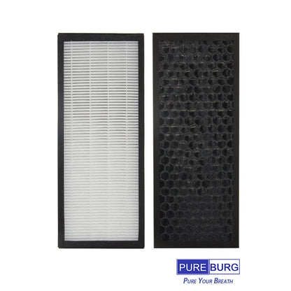 PUREBURG F1702HE Replacement Filter Compatible with Hunter HT1702 10200 Air Purifier, Part F1702HE/2 (30612), 2-Pack H13 HEPA Activated Carbon 2-in-1