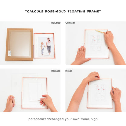 Calculs Rose Gold Floating Frame Vertical Shelf Picture Frame Tabletop Rose Gold Sign Photobooth Place Card/Menu Holder for Wedding, Party, Ceremony or Home Décor