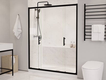 ANZZI 70-in x 60-in. Framed Double Sliding Shower Door, Resistance Free Hinges for Smooth Opening and Closing, Clear Tempered Glass in Matte Black Finish (SD-AZ15-01MB)