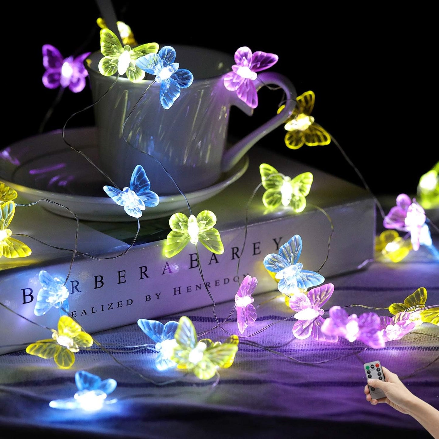 8 21.1ft 40 Butterfly String Lights,Twinkle Lights Lighting Mode Waterproof LED USB Plug in with Remote Control