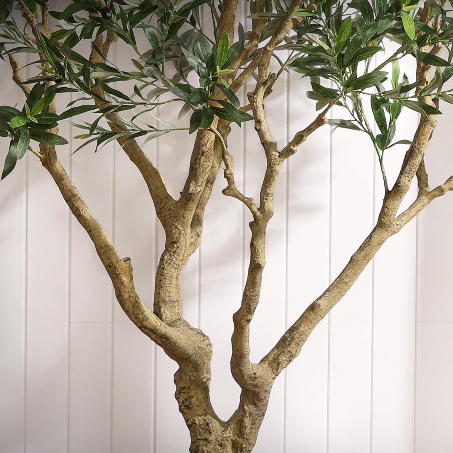 Verinatural Olive Tree Artificial Indoor, 8FT Tall Faux Olive Tree with 18in White Planter, Artificial Plants with Natural Wood Trunk and Lifelike Fruits for Home Office Decor,VN205