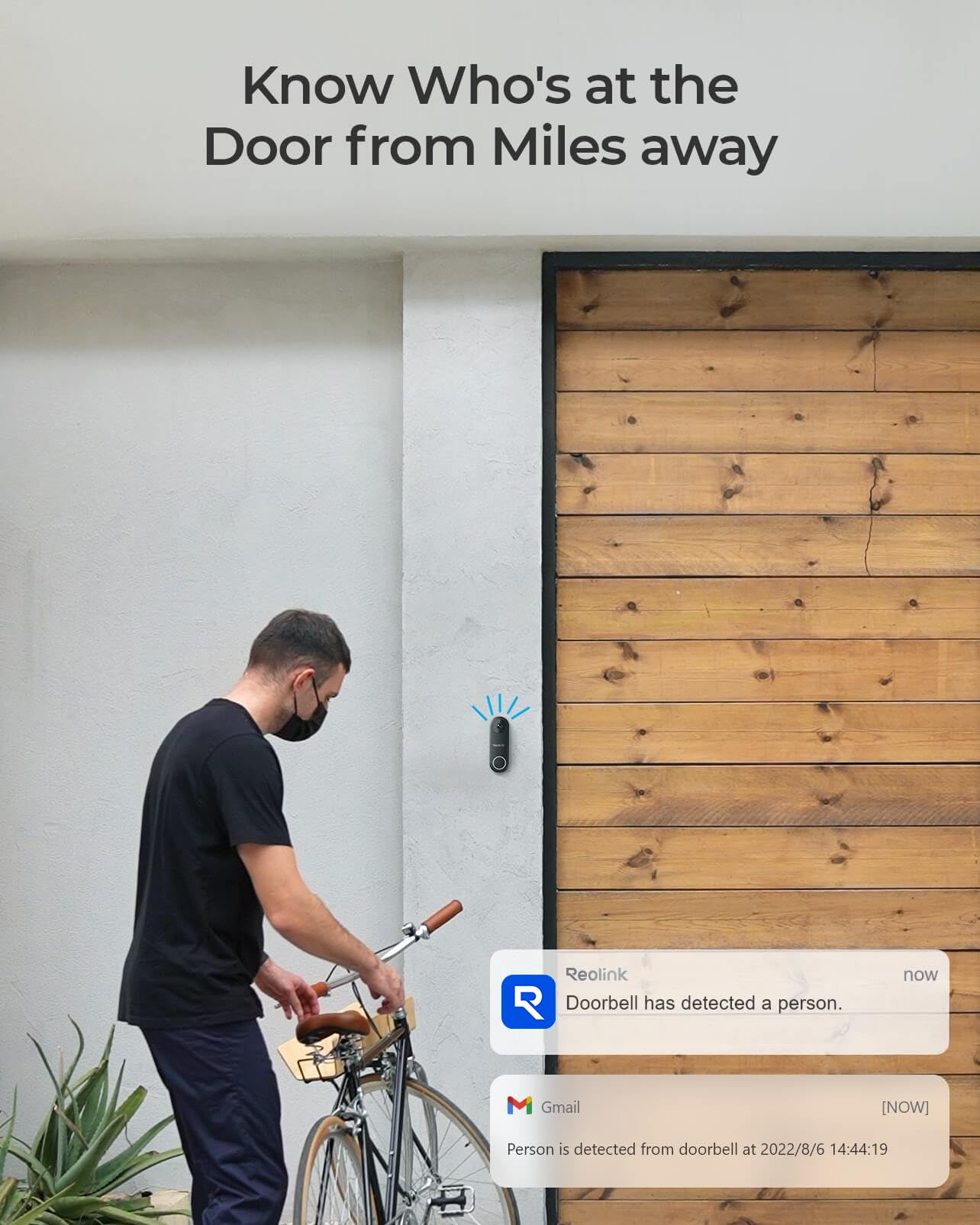 REOLINK Video Doorbell WiFi Camera - Wired 2K Outdoor, 5G&2.4G WiFi, 4:3 Wide View Angle, Smart Detection, Local Storage, No Subscription Front Door Home Security, Customized Chime V2