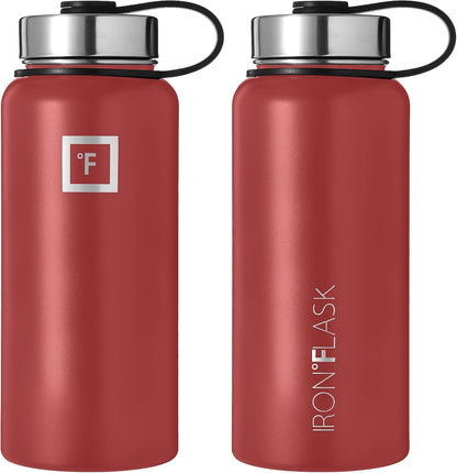 IRON °FLASK Sports Water Bottle, 32 Oz, Wide Mouth with 3 Straw Lids, Insulated Thermos for Men, Women, Kids