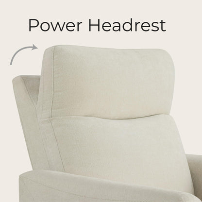 CHITA Power Recliner Chair for Adults, Electric Zero Clearance Wall Hugger Recliner for Small Spaces, Modern Living Room and RV Recliner Chair with Adjustable Power Headrest & Charging Ports, Cream