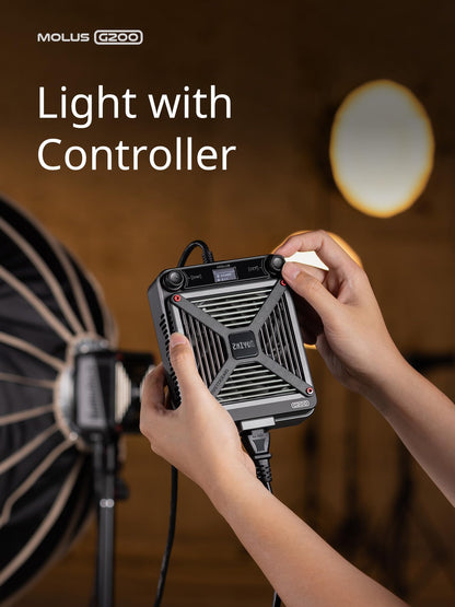 ZHIYUN Molus G200 [Official] 200W COB Video Light, Portable Continuous Output Lighting,2700-6500K 9460 lux@1m, LED Photography Lighting with Bowens Mount, APP Control, Ultra Quiet for Video Recording