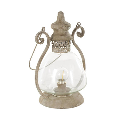 Deco 79 Metal Scroll Indoor Outdoor Candle Lantern Decorative Lantern Candle Holder with Arched Handle, Lantern 9" x 8" x 12", Bronze