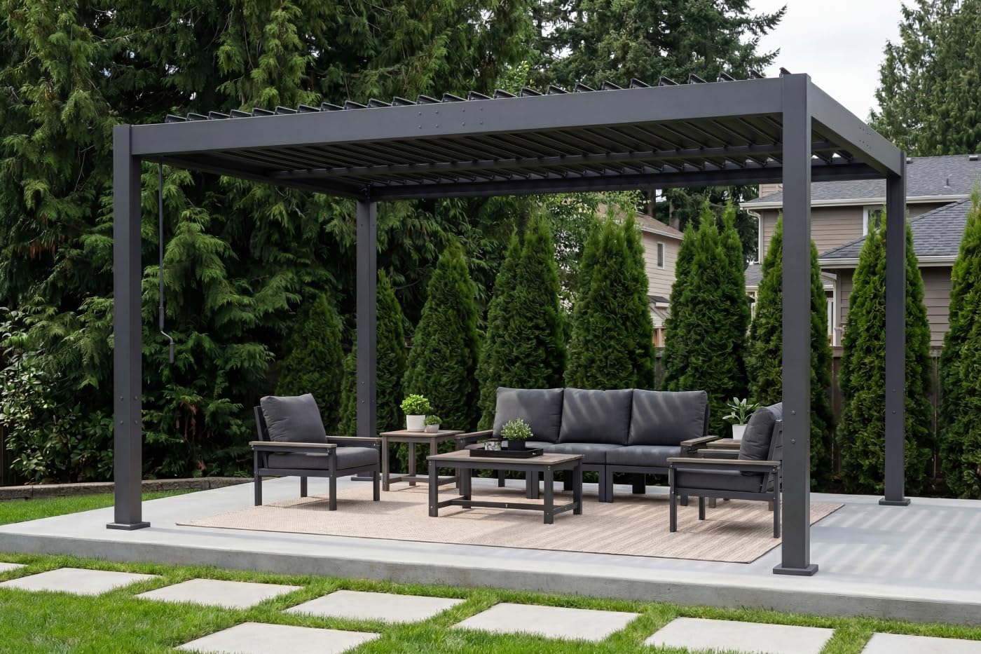 Patio Kingdom 10' x 13' Louvered Pergola Outdoor Aluminum Pergola Kit with Adjustable Roof, All-Weather Metal Gazebo with Drainage System for Patio, Deck, Garden and Backyard Shade, Gray