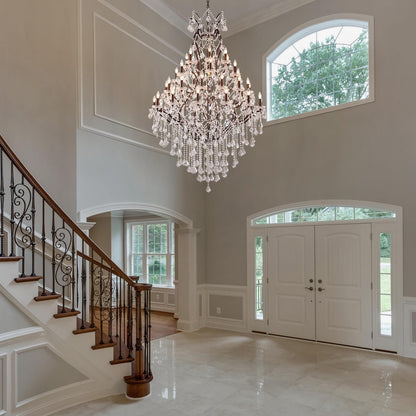 HUANXISHA 42 Lights Large Crystal Chandeliers for High Ceilings Maria Theresa Chandelier Light Fixture Vintage Chandelier for Foyer Hallway Entryway Staircase Brown 75" H x 49.2" D