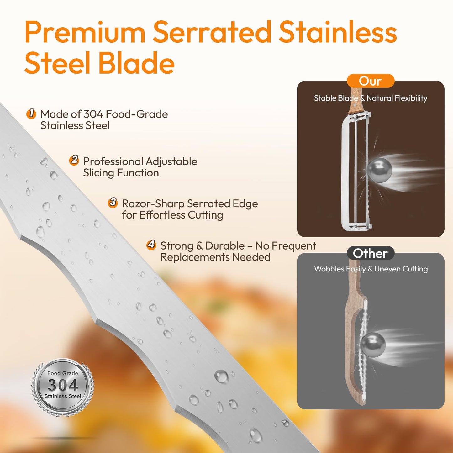 LACRTOPE Adjustable Bread Slicer for Homemade Bread - Sourdough Bread Knife with Precision Thickness Guide & Serrated Stainless Blade, Manual Bow Bread Cutter for Bagels & Baguettes, Ideal Baker Gift