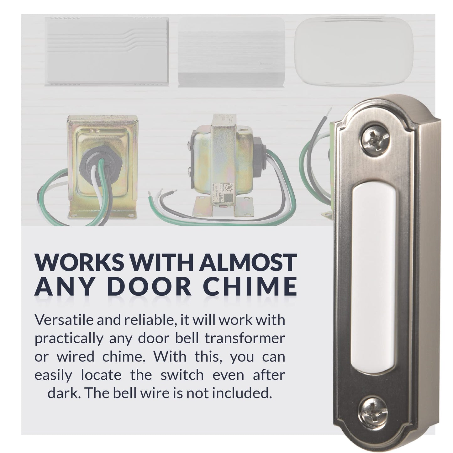 Newhouse Hardware LED Lighted Metal Door Chime Push Button (Oil-Rubbed Bronze) | Surface Mount Lighted Door Bell Button | Replacement Wired Doorbell Button for Most Door Bell Chimes