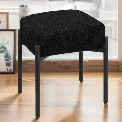 16.3"L 12.8"W 17.3"H 4 Vanity Stool Chair Faux Fur, x x Soft Ottoman, Makeup Chair Bench Furry Padded Seat with Metal
