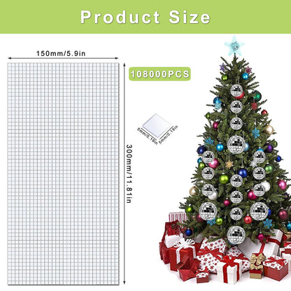 10800 Pcs Self Adhesive Mosaic Tiles, MaehSab 5 x 5 mm Square Disco Ball Mirror Tiles Sticker for DIY Craft, Hat, Interior Decoration, Card Making and Art Collage Silver