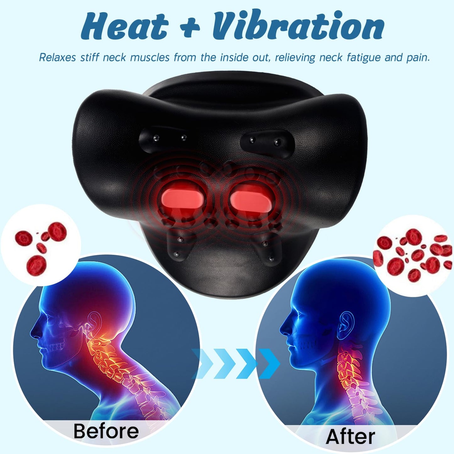 Neck Massager for Pain Relief,Portable Electric Massage Pillow with Heat,Deep Tissue Relaxation for Neck,Shoulders,Back,Perfect for Home, Office,Travel