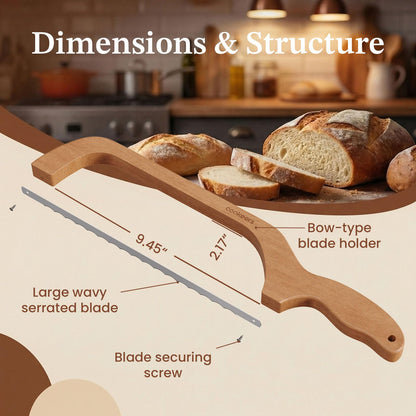 COOKEERS Sourdough Bow Bread Knife –Large Bread Slicer for Homemade Bread with Serrated Stainless Steel Blade, Even Slice Cutter for Baguettes, Bagels, Thoughtful bread lame,Gift for Bread Lovers