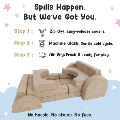 Cubby Couch 12-Piece Modular Kids Play Couch - Soft & Durable Toddler Couch with CertiPUR US Foam, Washable Covers - Playroom Furniture, Kids Sofa for Lounge, Living Room & Playroom - Cream