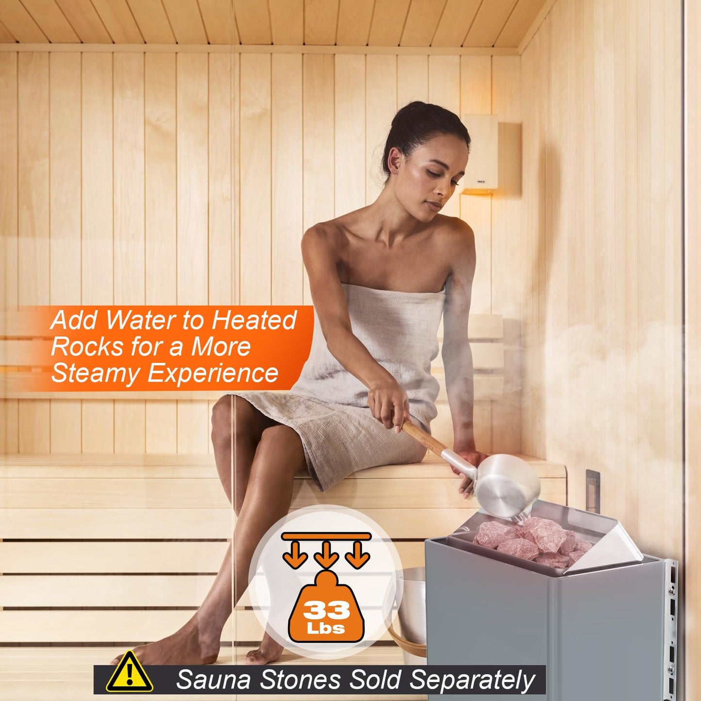 Drizzlen 2kW 110V Sauna Heater with Plug - Electric Sauna Heater, Plug and Play, Heats 100 cu. ft. in 30 Minutes