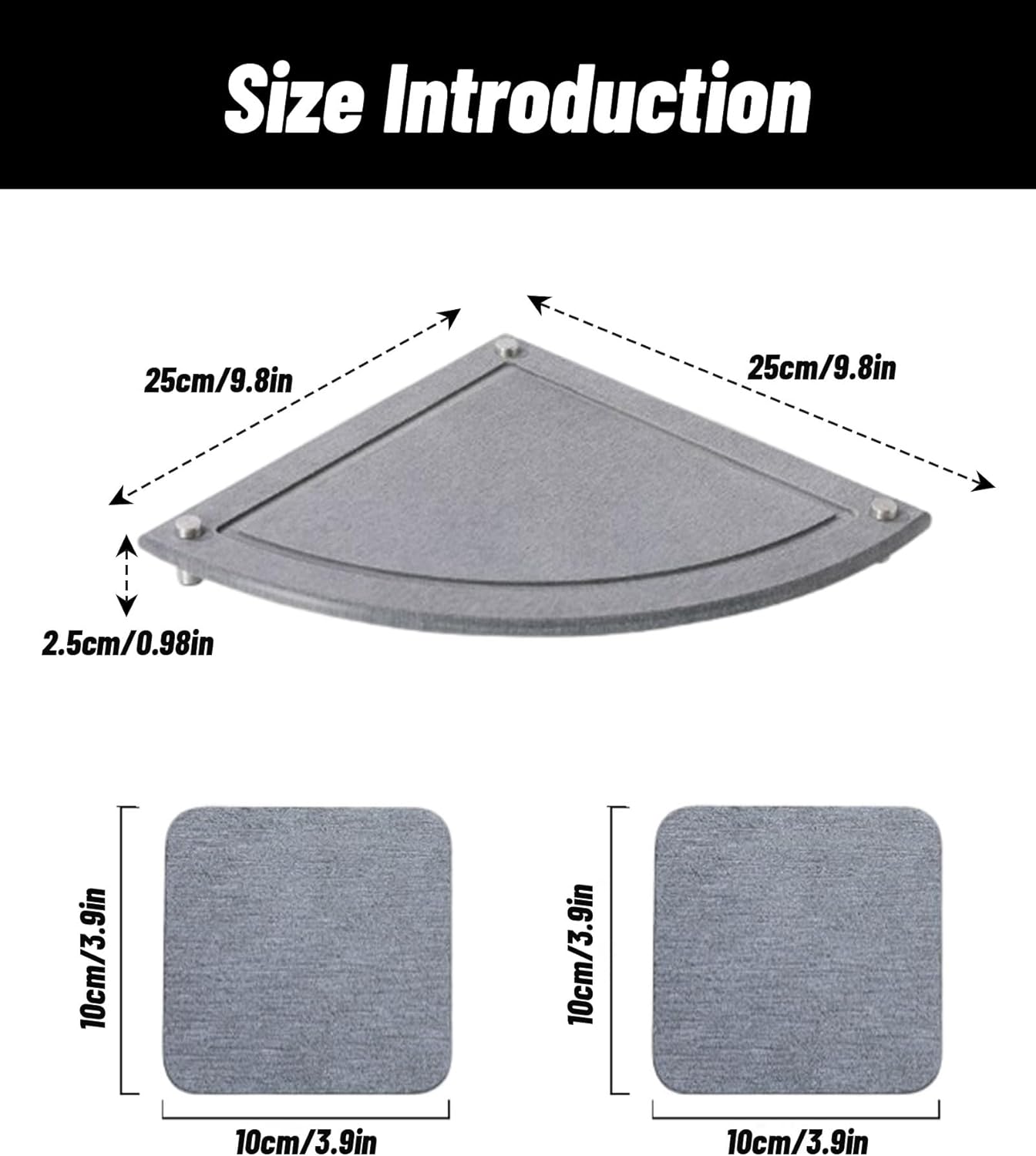 Instant Dry Corner Sink Caddy - Water Absorbing Stone Tray with 2 Coasters for Kitchen Bathroom Countertop