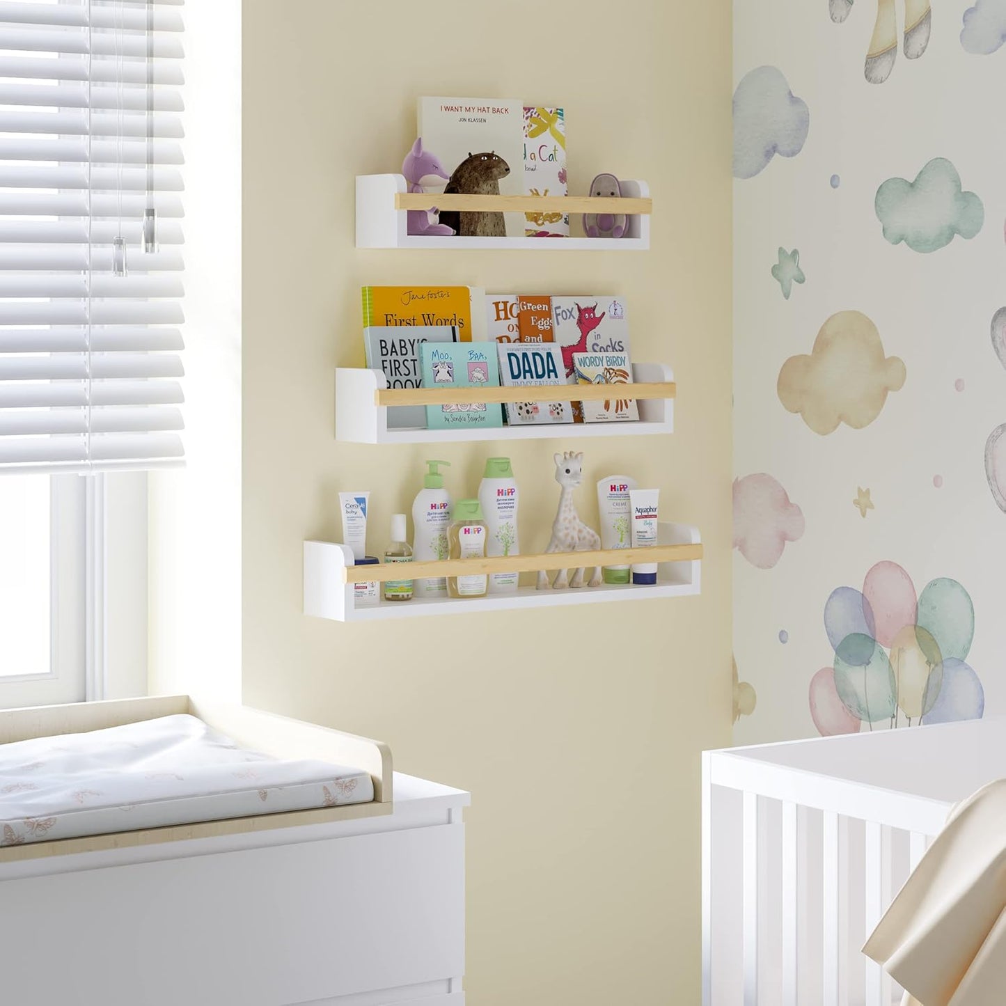 Set 3, Wallniture Utah Wall Mount Nursery Dcor Kids Bookshelf Floating Wall Shelves Book Photo Display Long Varying