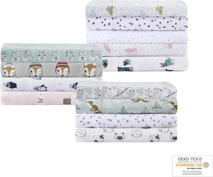 Cozy 100% Set 4 Intelligent Design Soft Cotton Flannel Print Animals Stars Cute Warm, Ultra Soft Cold Weather Sheet