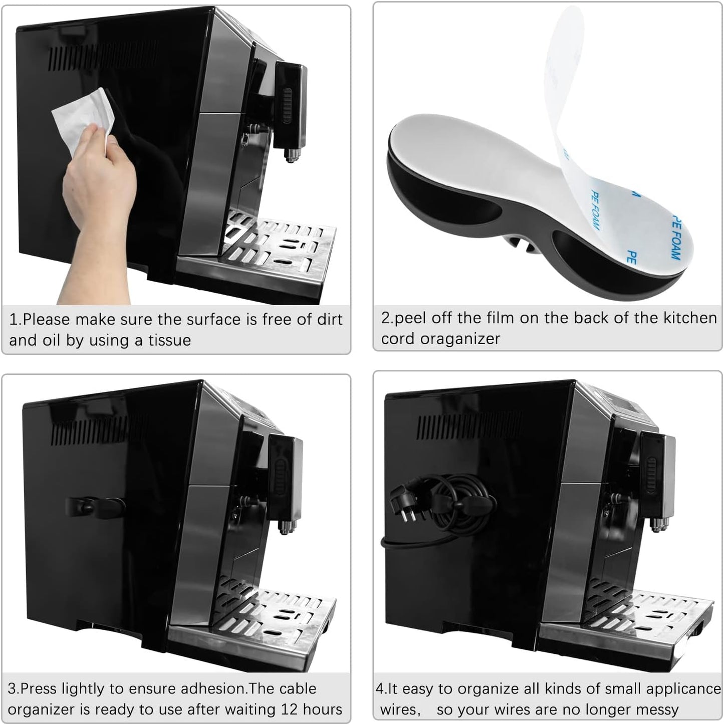 Nearockle Cord Organizer for Kitchen Appliances, Adhesive Winder for Mixer, Blender, Coffee Maker
