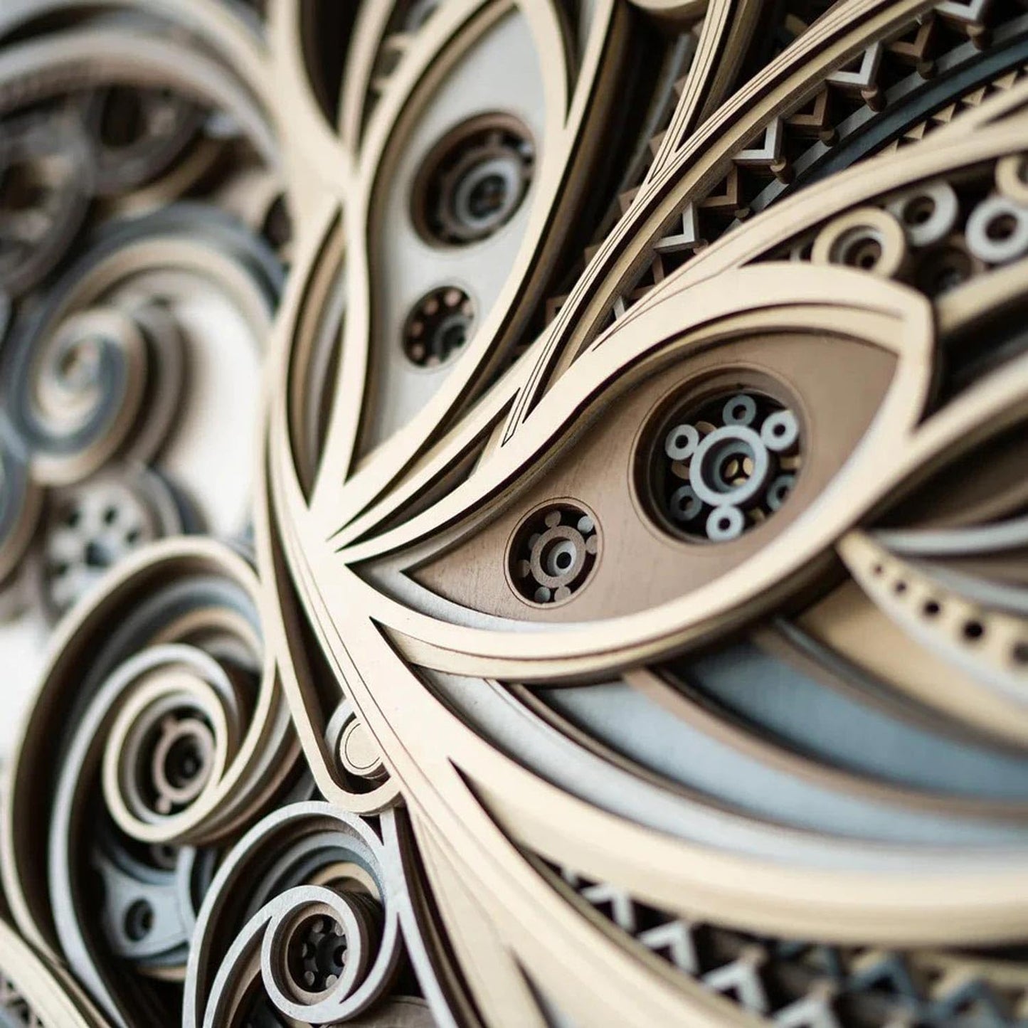 FARIDRUN Multi-layer wall art, large geometric wooden wall art, mandala laser-cut art, 3D murals, tapestries, wall decorations(23.6 inches x 23.6 inches)
