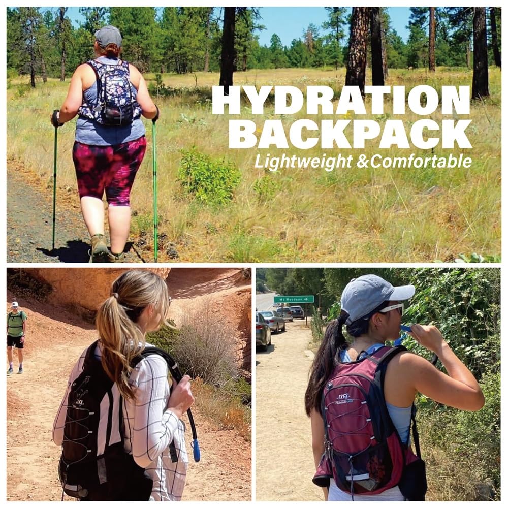 Insulated Hydration Backpack Pack with 2L BPA Free Bladder - Keeps Liquid Cool up to 5 Hours – for Running, Hiking, Cycling, Camping (Solid Grey)