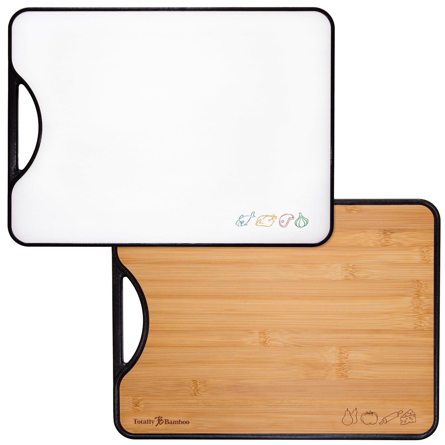 Totally Bamboo Poly-Boo Reversible Cutting Board – Dual-Sided with Bamboo & BPA-Free Poly Surfaces | 15" x 11" Meat & Vegetable Prep Board | Durable & Knife-Friendly