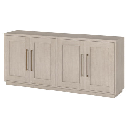 Henn&Hart 68" Sideboard Buffet Cabinet, Modern Credenza with 4 Panel Doors, Adjustable Shelves, and Cable Management Cut-Outs for Dining Room, Kitchen, Living Room or Entryway, Beech White