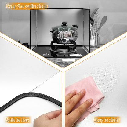 Foldable Stainless Steel Splatter Guard, Oil Splash Protection Backsplash, Splatter Guard for Frying Non-stick 3 Sided Foldable for Stove Top Wall, Easy to Clean and Store for Stove Top and Frying Pan
